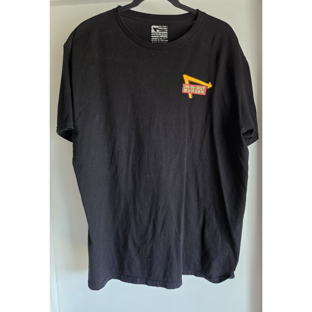In-N-Out Burger T-Shirt XL Black Graphic Print Crew Neck Cotton Tee USA